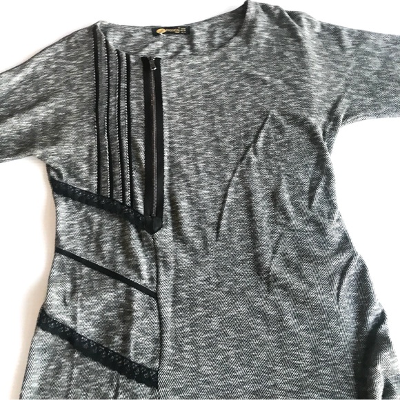 Preloved Dress size UK14 EU42 US 10 grey with black stretchy fabric - Picture 11 of 11